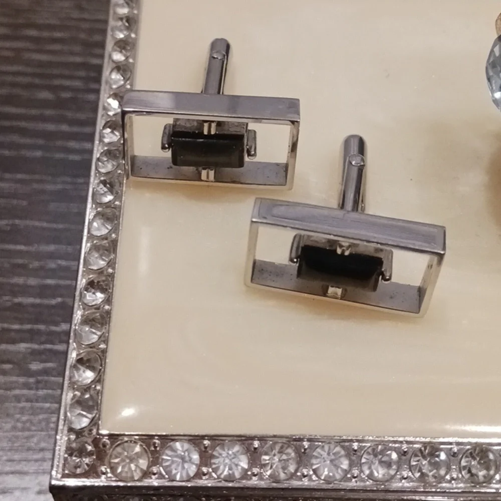 Swank Silver and Black Men's Cufflinks